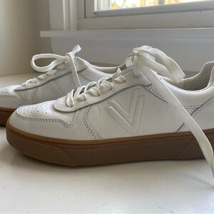 Vionic White Leather Sneakers with Brown Sole
